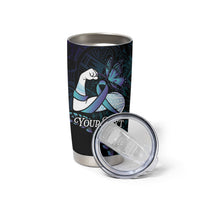 Personalised Polynesia Suicide Prevention Month Tumbler Cup Brave Strong Butterfly Teal Purple Ribbon