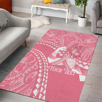 Personalised Polynesia Breast Cancer Awareness Area Rug Brave Strong Butterfly Pink Ribbon