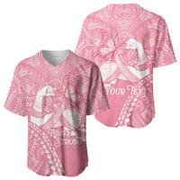 Personalised Polynesia Breast Cancer Awareness Baseball Jersey Brave Strong Butterfly Pink Ribbon