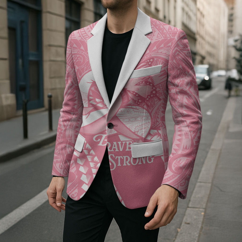 Personalised Polynesia Breast Cancer Awareness Blazer Brave Strong Butterfly Pink Ribbon