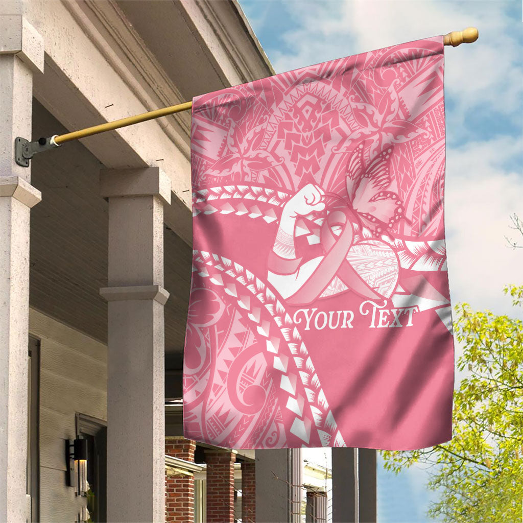 Personalised Polynesia Breast Cancer Awareness Garden Flag Brave Strong Butterfly Pink Ribbon