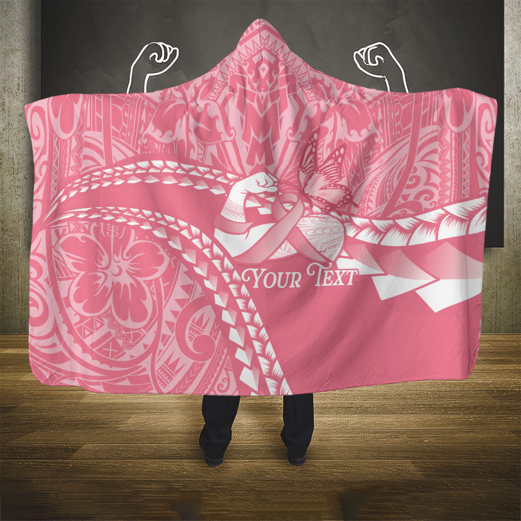 Personalised Polynesia Breast Cancer Awareness Hooded Blanket Brave Strong Butterfly Pink Ribbon