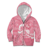 Personalised Polynesia Breast Cancer Awareness Kid Hoodie Brave Strong Butterfly Pink Ribbon