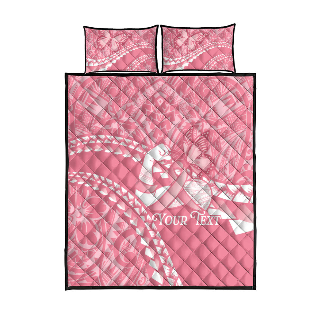 Personalised Polynesia Breast Cancer Awareness Quilt Bed Set Brave Strong Butterfly Pink Ribbon