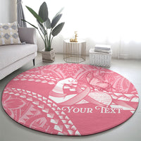 Personalised Polynesia Breast Cancer Awareness Round Carpet Brave Strong Butterfly Pink Ribbon