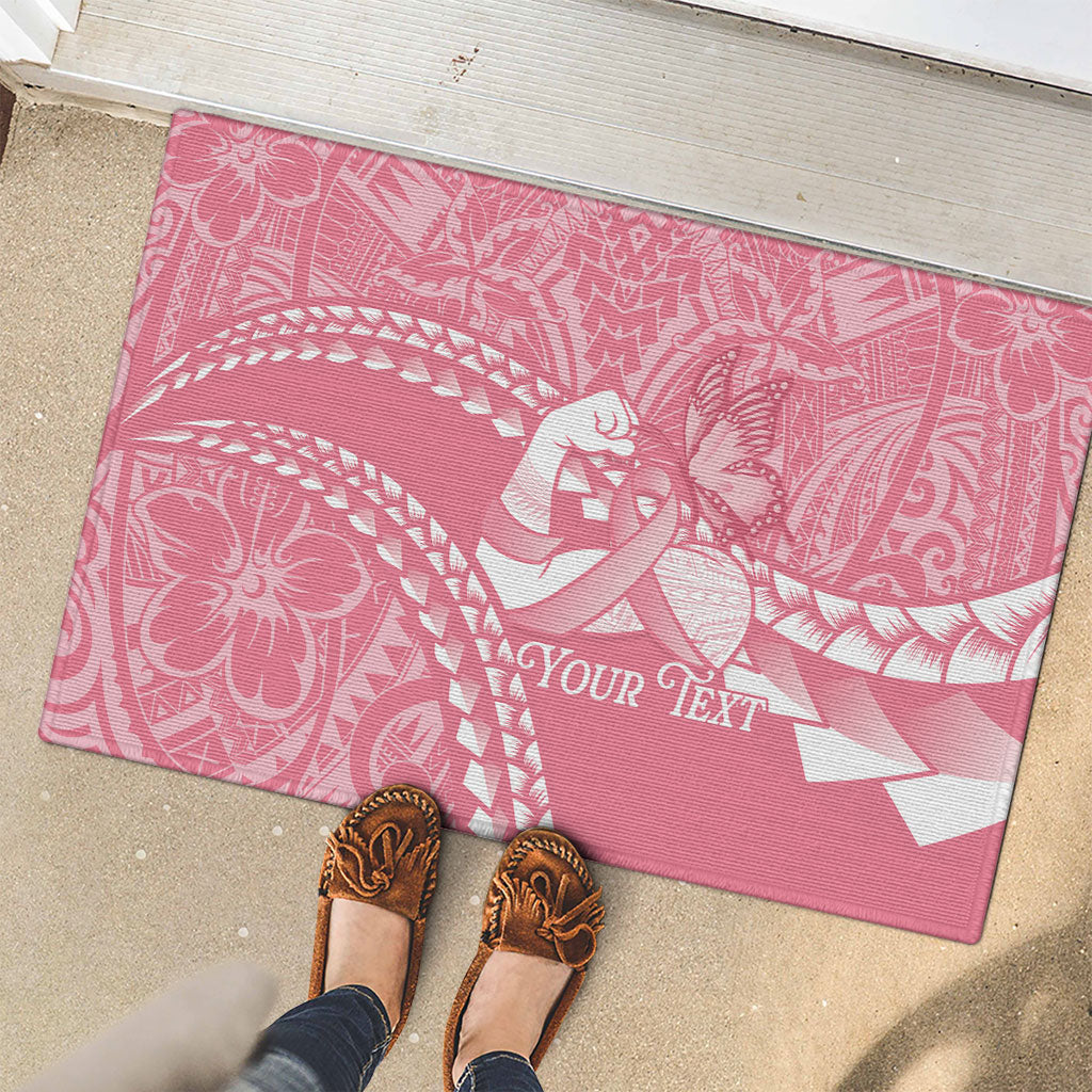 Personalised Polynesia Breast Cancer Awareness Rubber Doormat Brave Strong Butterfly Pink Ribbon