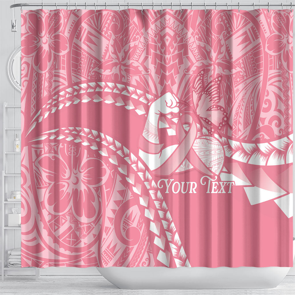 Personalised Polynesia Breast Cancer Awareness Shower Curtain Brave Strong Butterfly Pink Ribbon
