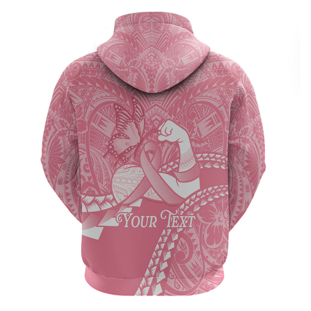 Personalised Polynesia Breast Cancer Awareness Zip Hoodie Brave Strong Butterfly Pink Ribbon
