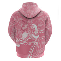 Personalised Polynesia Breast Cancer Awareness Zip Hoodie Brave Strong Butterfly Pink Ribbon