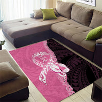 Polynesia Breast Cancer Awareness Area Rug Fight With Hope Pink Ribbon Boxing Gloves