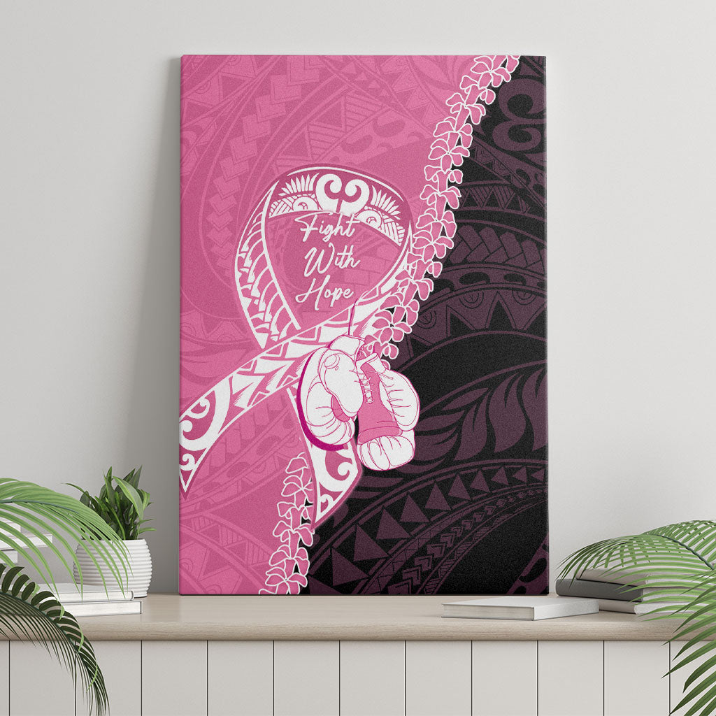 Polynesia Breast Cancer Awareness Canvas Wall Art Fight With Hope Pink Ribbon Boxing Gloves