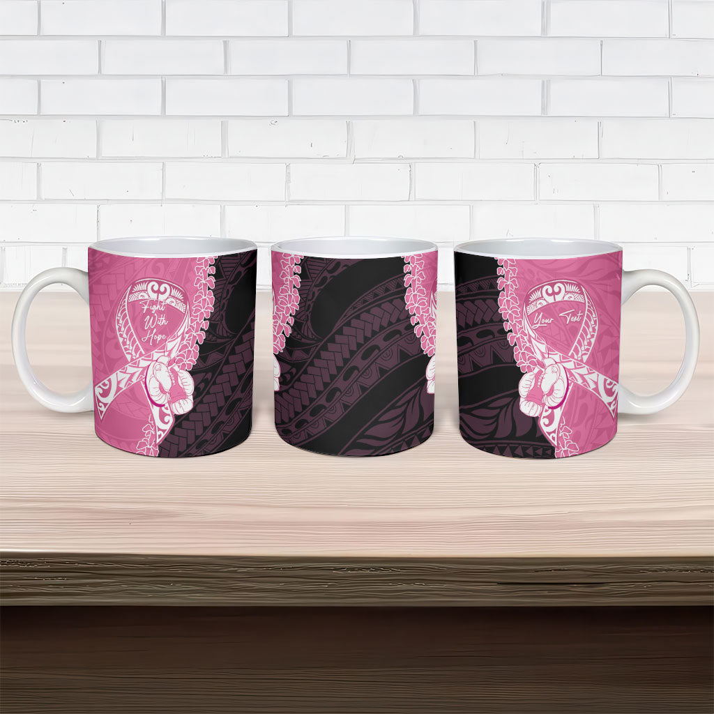 Personalised Polynesia Breast Cancer Awareness Ceramic Mug Fight With Hope Pink Ribbon Boxing Gloves