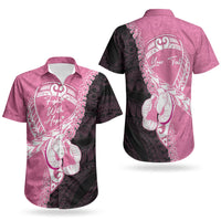 Personalised Polynesia Breast Cancer Awareness Couples Matching Off Shoulder Maxi Dress and Hawaiian Shirt Fight With Hope Pink Ribbon Boxing Gloves