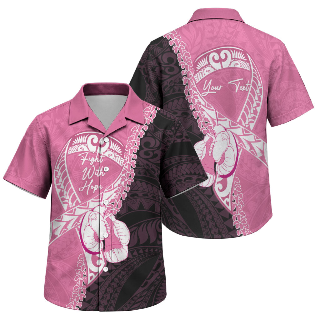 Personalised Polynesia Breast Cancer Awareness Family Matching Off The Shoulder Long Sleeve Dress and Hawaiian Shirt Fight With Hope Pink Ribbon Boxing Gloves LT14 Son's Shirt Pink - Polynesian Pride
