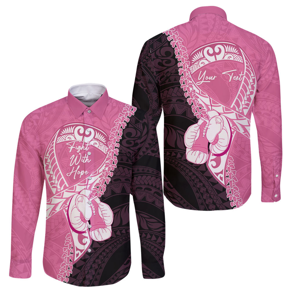 Personalised Polynesia Breast Cancer Awareness Family Matching Tank Maxi Dress and Hawaiian Shirt Fight With Hope Pink Ribbon Boxing Gloves