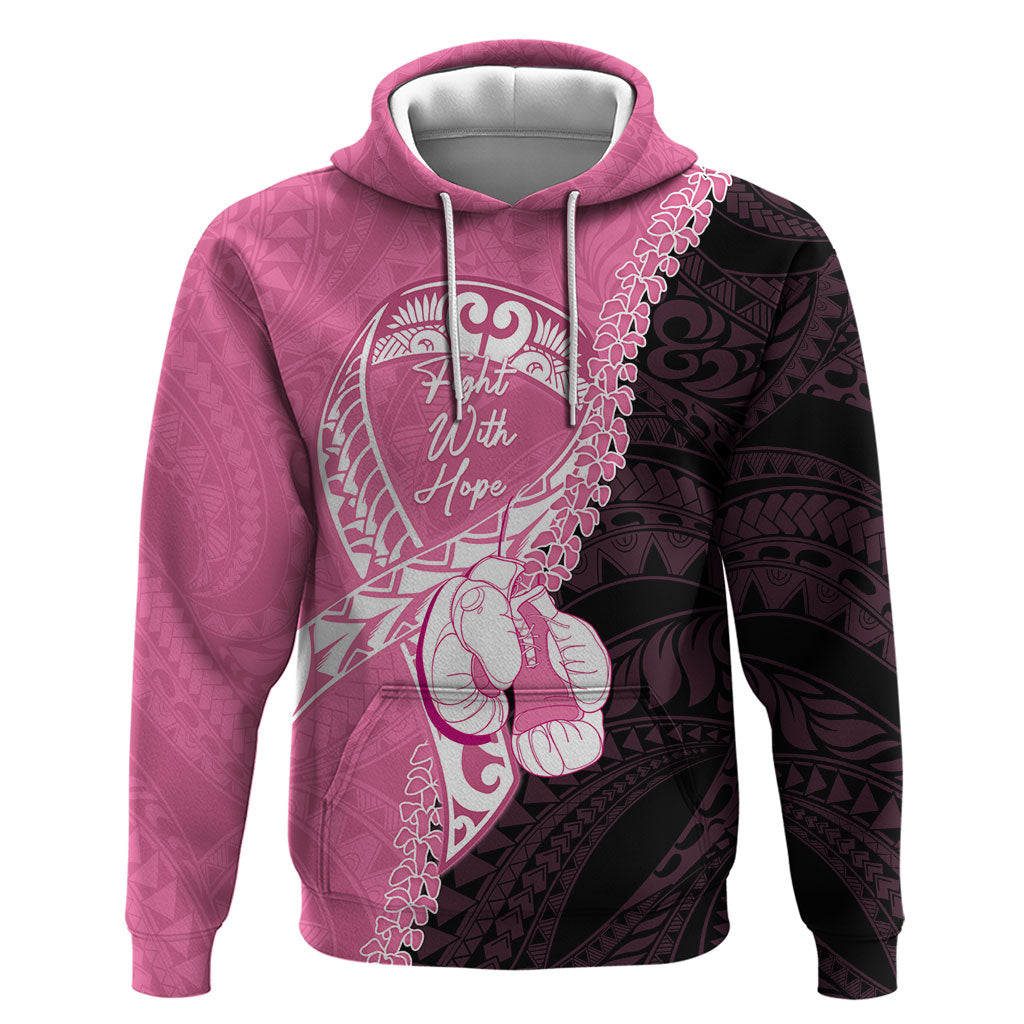 Personalised Polynesia Breast Cancer Awareness Hoodie Fight With Hope Pink Ribbon Boxing Gloves LT14 Pullover Hoodie Pink - Polynesian Pride