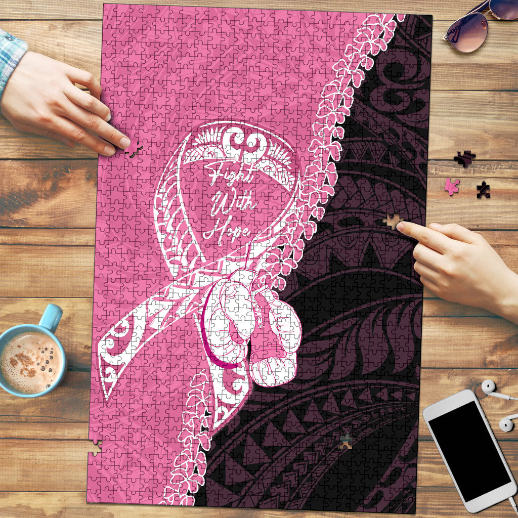 Polynesia Breast Cancer Awareness Puzzle Fight With Hope Pink Ribbon Boxing Gloves