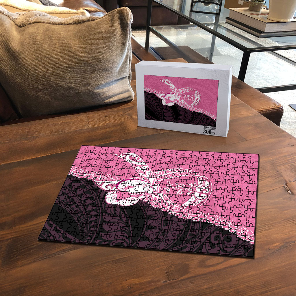 Polynesia Breast Cancer Awareness Puzzle Fight With Hope Pink Ribbon Boxing Gloves