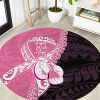 Polynesia Breast Cancer Awareness Round Carpet Fight With Hope Pink Ribbon Boxing Gloves
