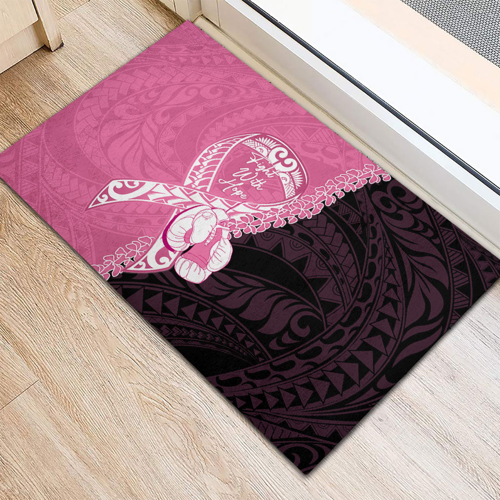 Polynesia Breast Cancer Awareness Rubber Doormat Fight With Hope Pink Ribbon Boxing Gloves