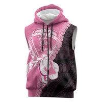Personalised Polynesia Breast Cancer Awareness Sleeveless Zip Hoodie Fight With Hope Pink Ribbon Boxing Gloves