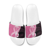 Polynesia Breast Cancer Awareness Slide Sandals Fight With Hope Pink Ribbon Boxing Gloves