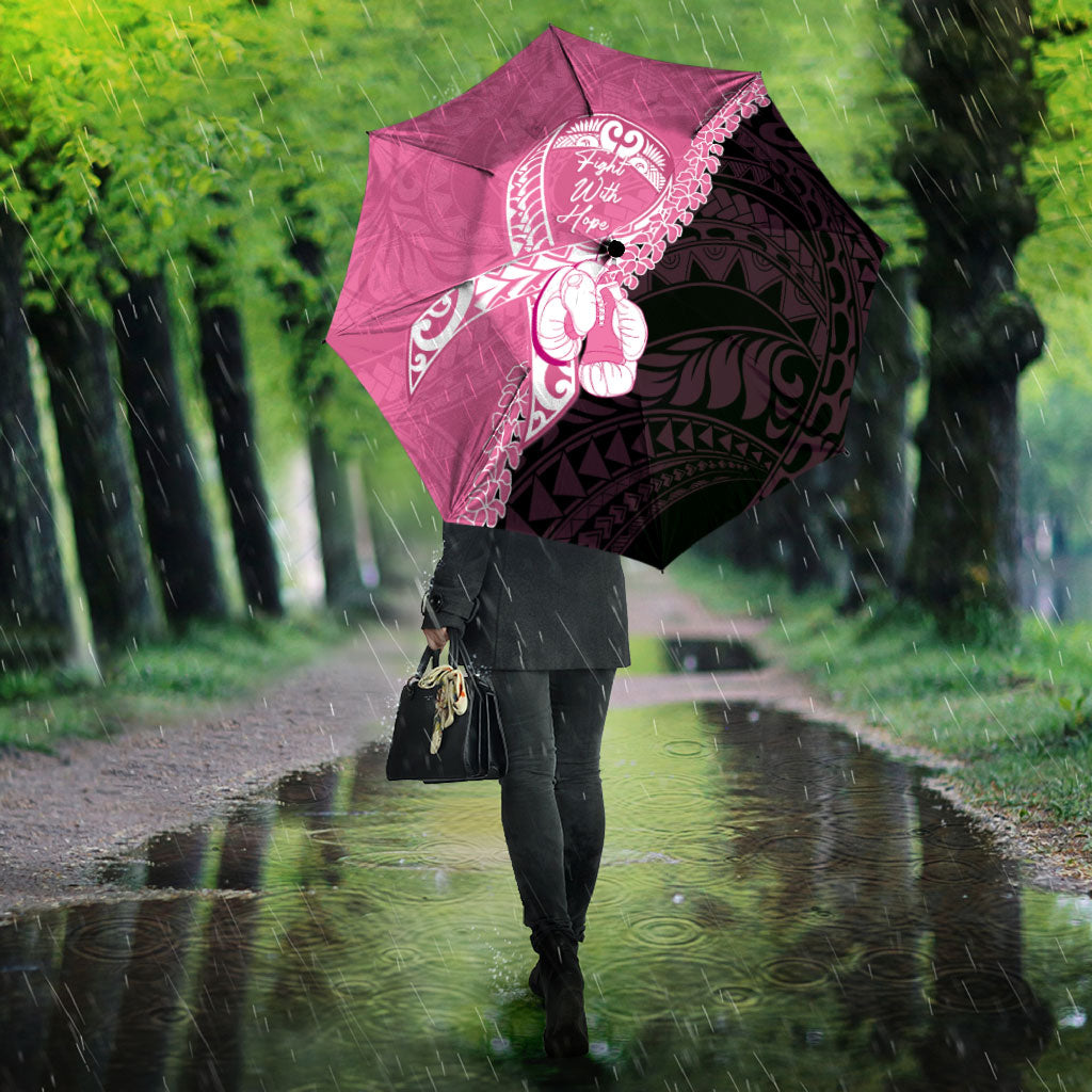 Polynesia Breast Cancer Awareness Umbrella Fight With Hope Pink Ribbon Boxing Gloves