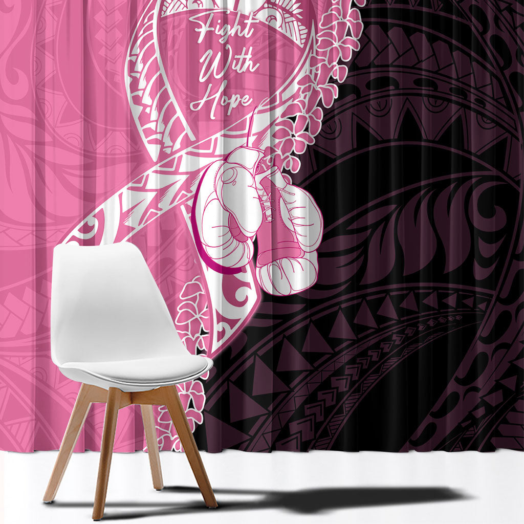 Polynesia Breast Cancer Awareness Window Curtain Fight With Hope Pink Ribbon Boxing Gloves
