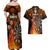 Personalised Polynesian Darts Couples Matching Off Shoulder Maxi Dress and Hawaiian Shirt Fire Burning With Tribal Tattoo LT14 - Polynesian Pride