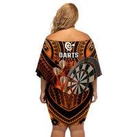 Personalised Polynesian Darts Family Matching Off Shoulder Short Dress and Hawaiian Shirt Fire Burning With Tribal Tattoo LT14 - Polynesian Pride