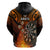 Personalised Polynesian Darts Hoodie Fire Burning With Tribal Tattoo LT14 - Polynesian Pride