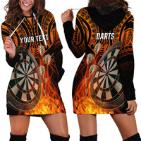 Personalised Polynesian Darts Hoodie Dress Fire Burning With Tribal Tattoo LT14 - Polynesian Pride