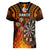 Personalised Polynesian Darts Women V Neck T Shirt Fire Burning With Tribal Tattoo LT14 - Polynesian Pride