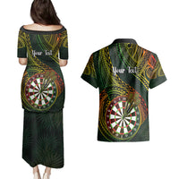 Personalised Polynesian Darts Couples Matching Puletasi Dress and Hawaiian Shirt Dart Lovers Tribal Pattern Mix Tropical Leaves LT14 - Polynesian Pride