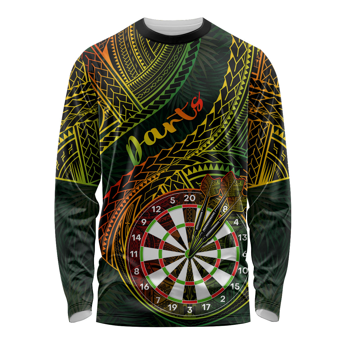 Personalised Polynesian Darts Long Sleeve Shirt Dart Lovers Tribal Pattern Mix Tropical Leaves LT14 Unisex Reggae - Polynesian Pride