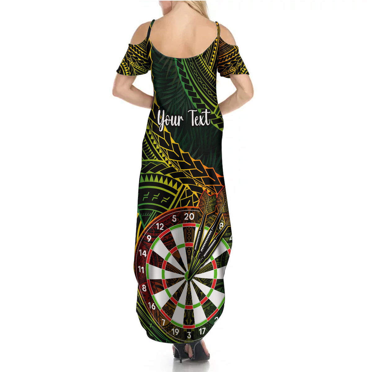 Personalised Polynesian Darts Summer Maxi Dress Dart Lovers Tribal Pattern Mix Tropical Leaves LT14 - Polynesian Pride
