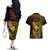 Hawaii Couples Matching Off The Shoulder Long Sleeve Dress and Hawaiian Shirt Fish Hook Tattoo Mix Polynesian Plumeria Reggae Version LT14 - Polynesian Pride