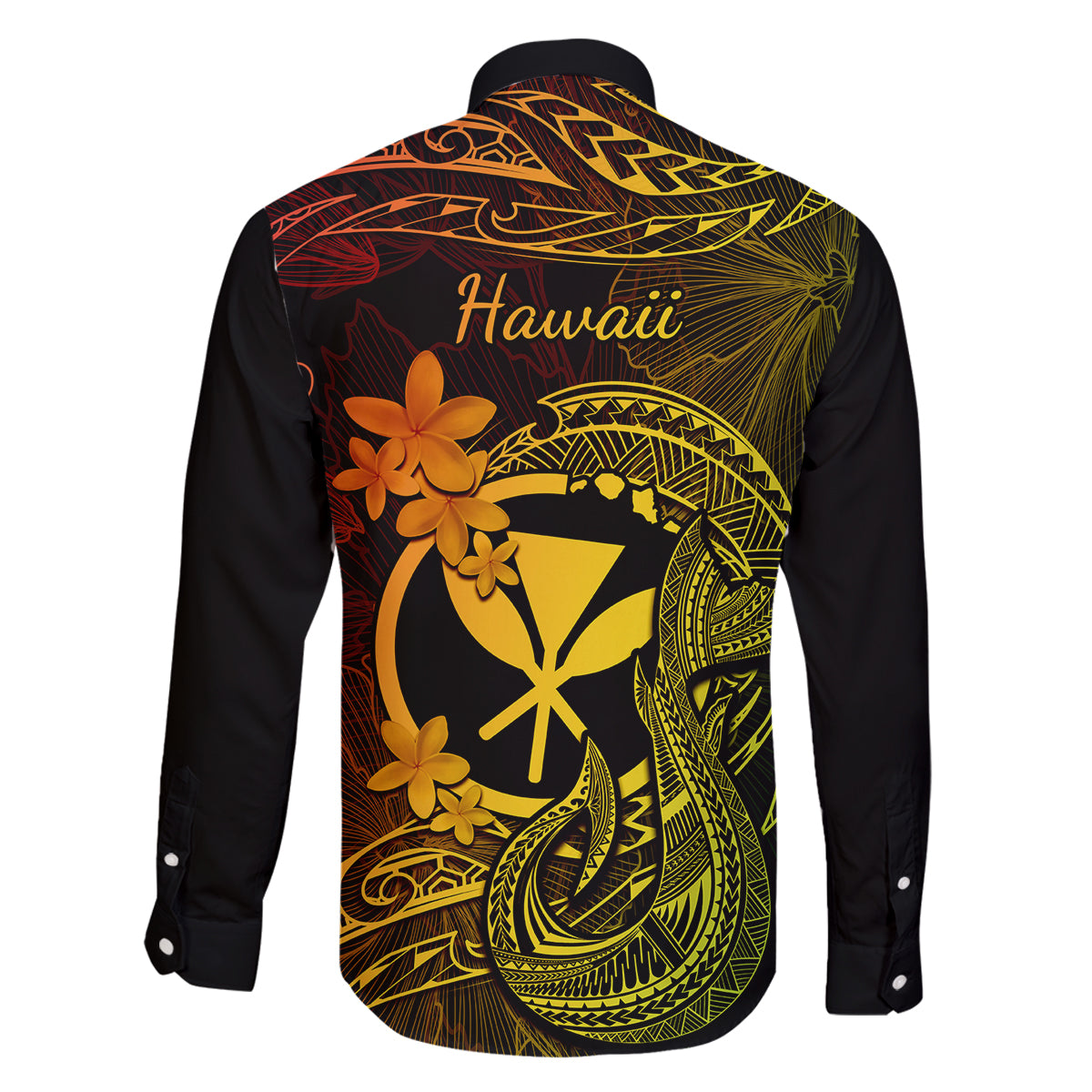 Hawaii Family Matching Off Shoulder Long Sleeve Dress and Hawaiian Shirt Fish Hook Tattoo Mix Polynesian Plumeria Reggae Version LT14 - Polynesian Pride
