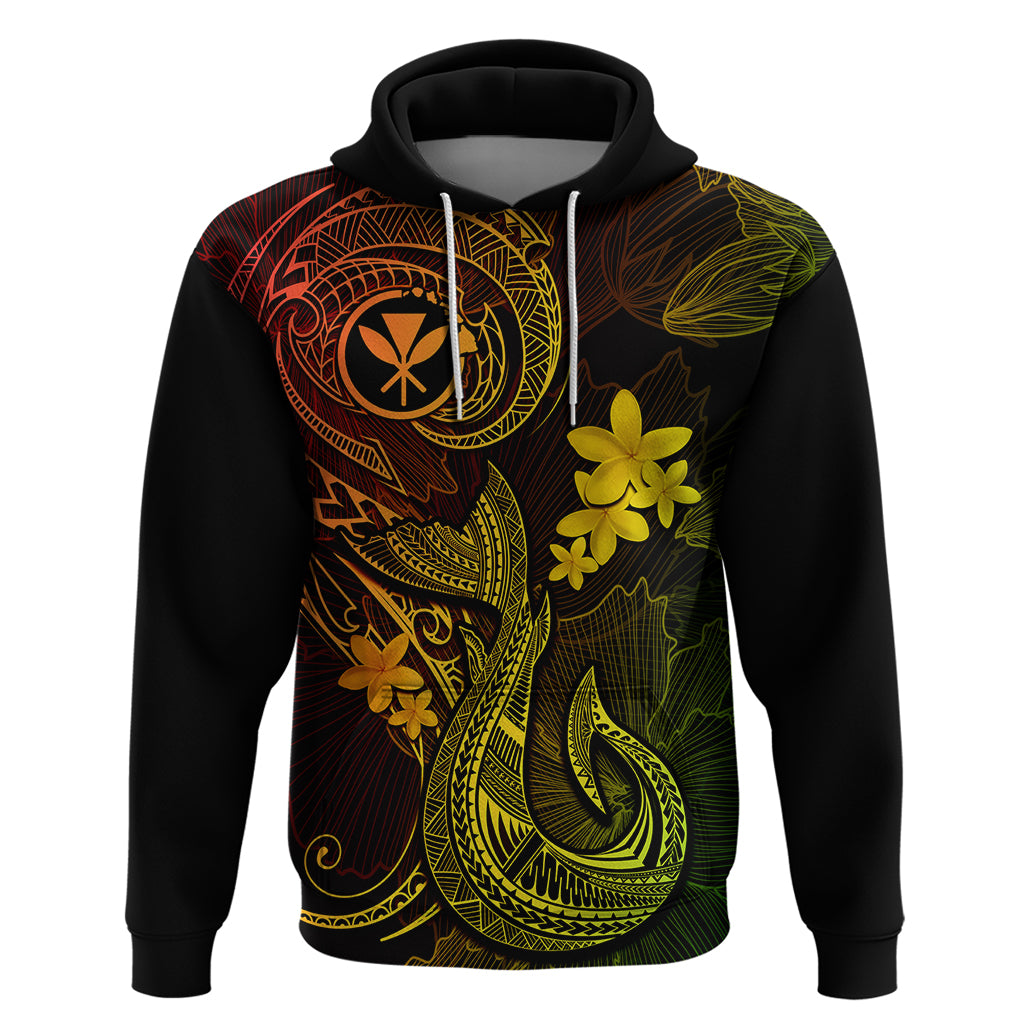 Hawaii Hoodie Fish Hook Tattoo Mix Polynesian Plumeria Reggae Version LT14 Pullover Hoodie Reggae - Polynesian Pride