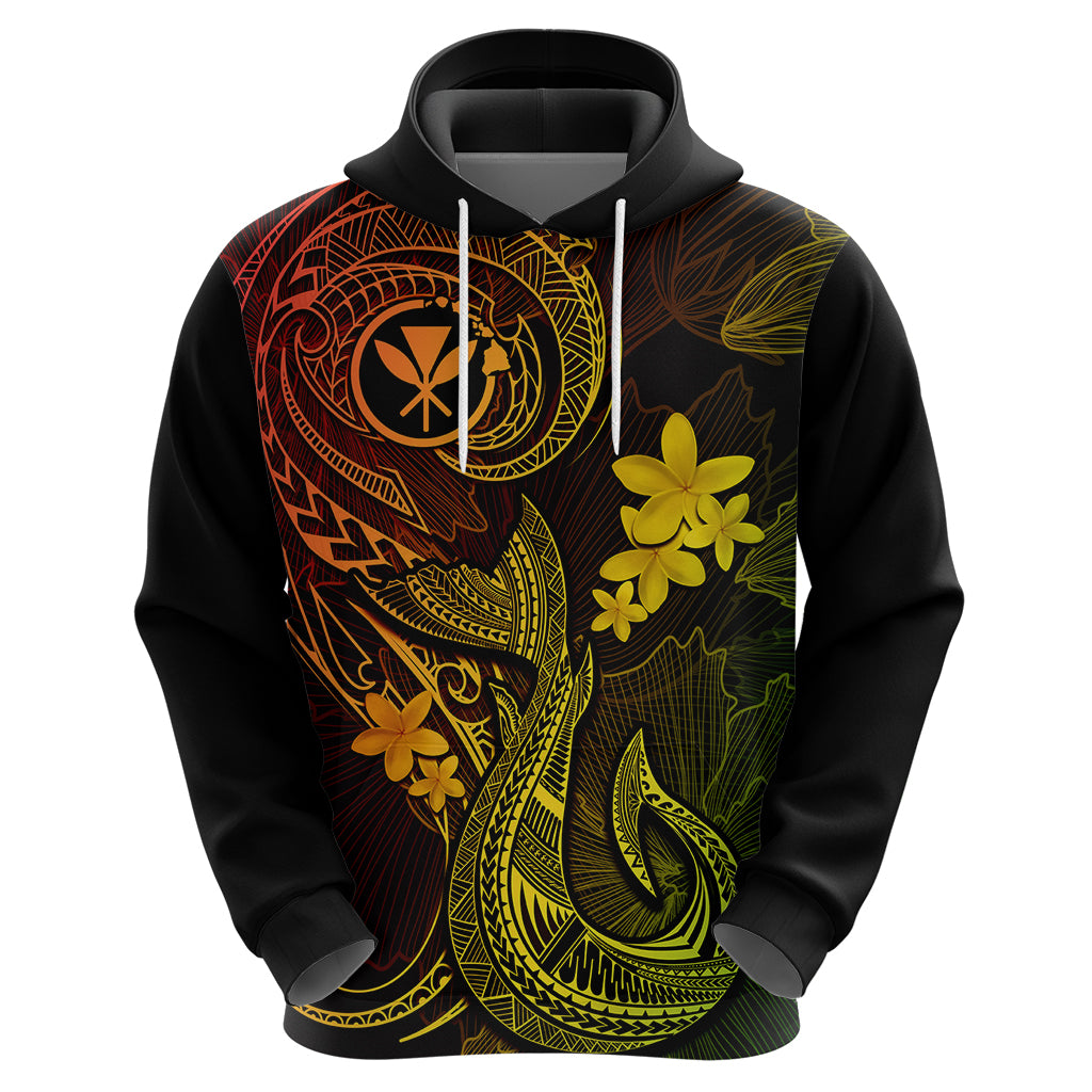 Hawaii Hoodie Fish Hook Tattoo Mix Polynesian Plumeria Reggae Version LT14 - Polynesian Pride