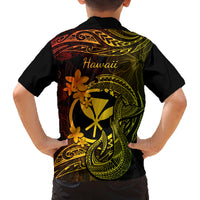 Hawaii Kid Hawaiian Shirt Fish Hook Tattoo Mix Polynesian Plumeria Reggae Version LT14 - Polynesian Pride