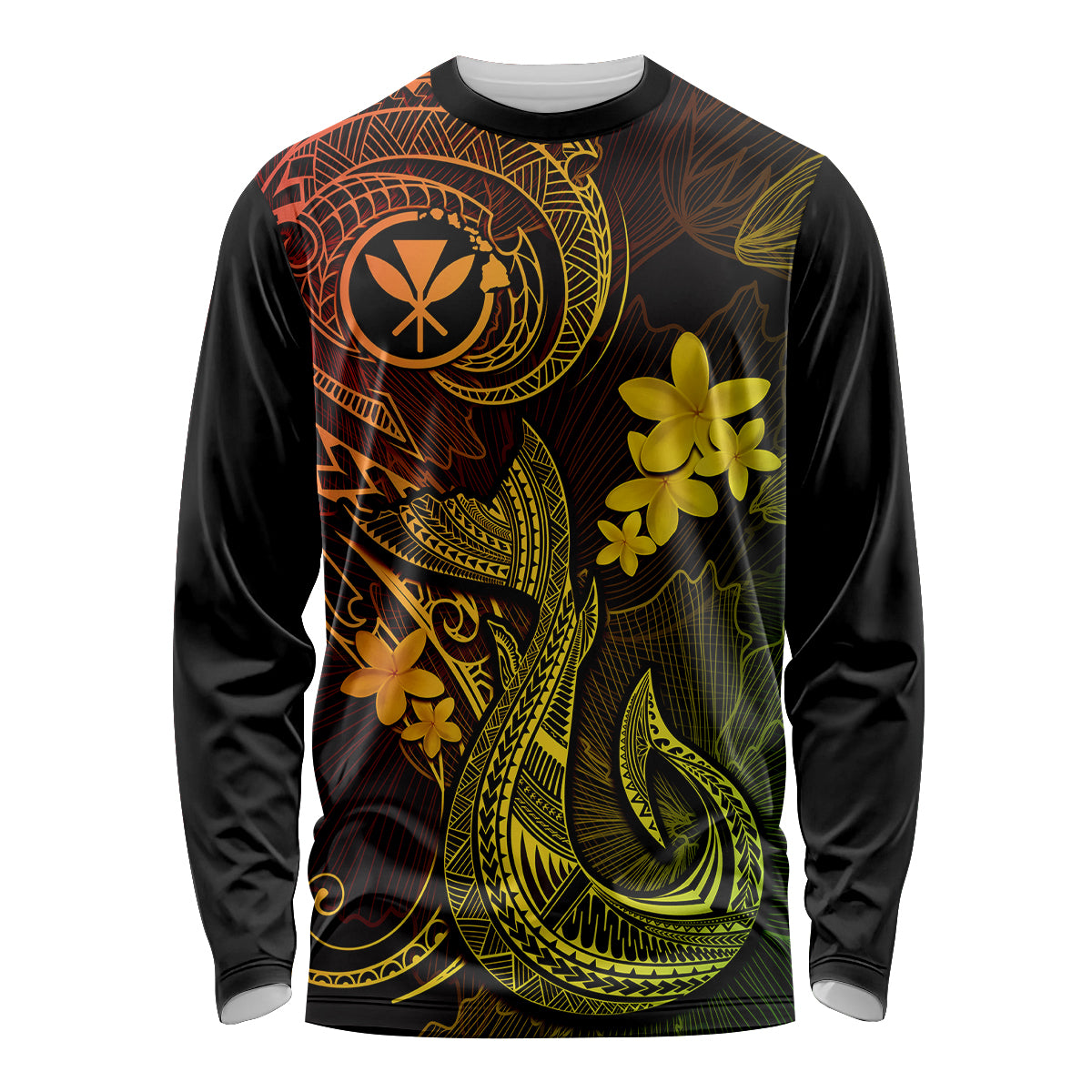 Hawaii Long Sleeve Shirt Fish Hook Tattoo Mix Polynesian Plumeria Reggae Version LT14 Unisex Reggae - Polynesian Pride