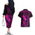 Hawaii Couples Matching Off The Shoulder Long Sleeve Dress and Hawaiian Shirt Fish Hook Tattoo Mix Polynesian Plumeria Pink Version LT14 - Polynesian Pride