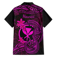 Hawaii Family Matching Long Sleeve Bodycon Dress and Hawaiian Shirt Fish Hook Tattoo Mix Polynesian Plumeria Pink Version LT14 - Polynesian Pride