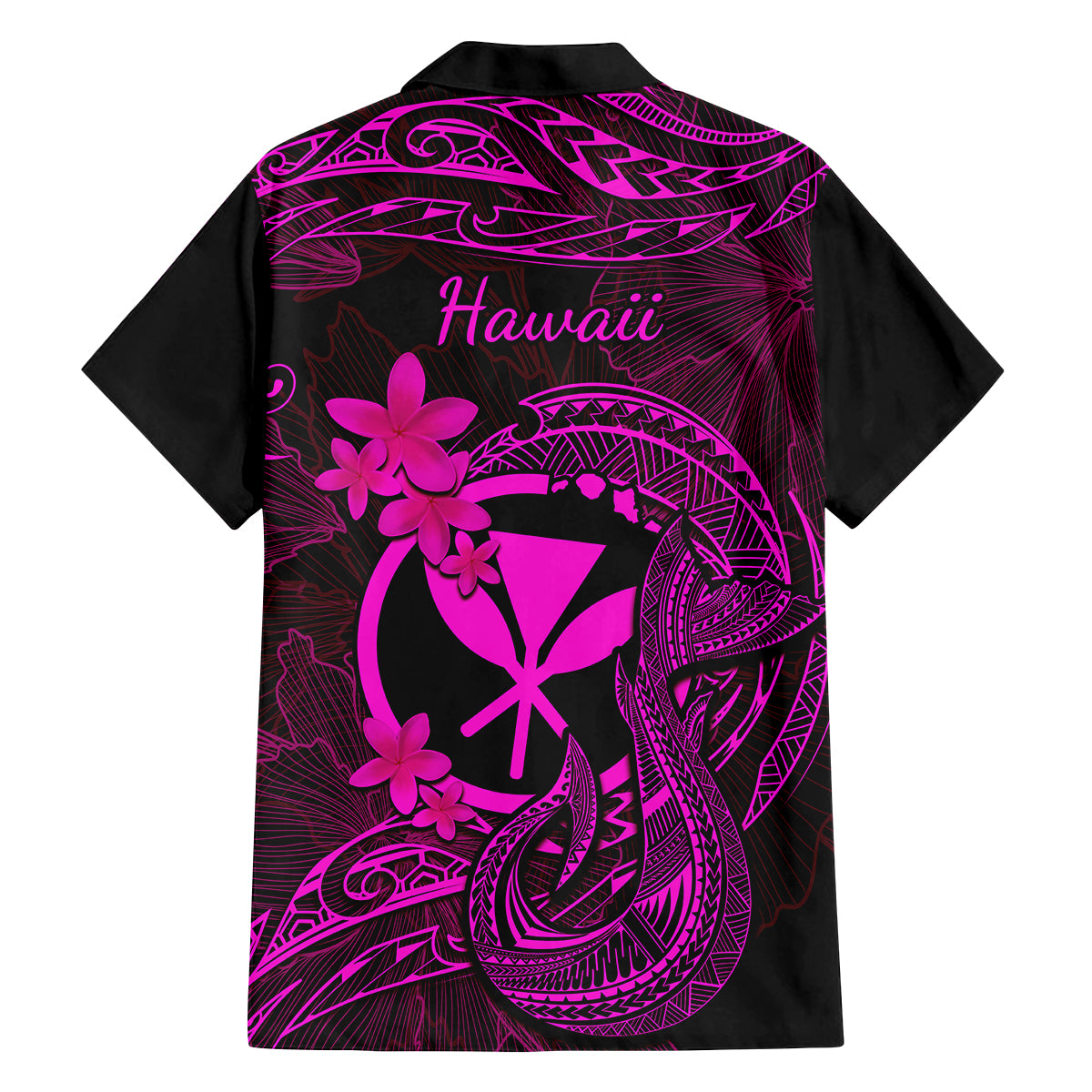 Hawaii Family Matching Off Shoulder Long Sleeve Dress and Hawaiian Shirt Fish Hook Tattoo Mix Polynesian Plumeria Pink Version LT14 - Polynesian Pride