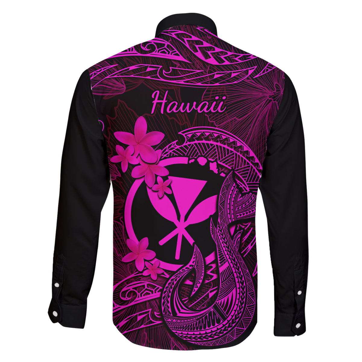 Hawaii Family Matching Off Shoulder Maxi Dress and Hawaiian Shirt Fish Hook Tattoo Mix Polynesian Plumeria Pink Version LT14 - Polynesian Pride