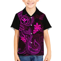 Hawaii Kid Hawaiian Shirt Fish Hook Tattoo Mix Polynesian Plumeria Pink Version LT14 - Polynesian Pride