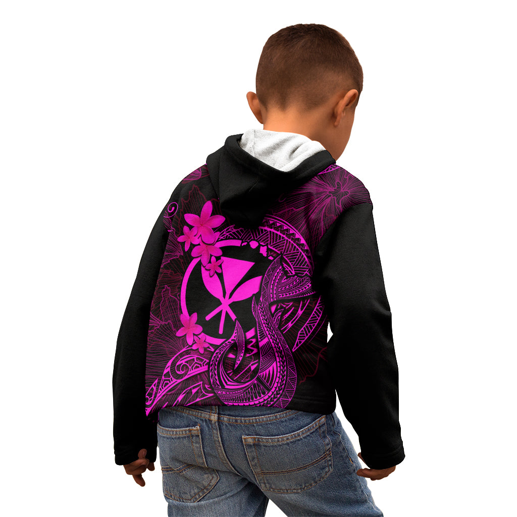Hawaii Kid Hoodie Fish Hook Tattoo Mix Polynesian Plumeria Pink Version LT14 - Polynesian Pride