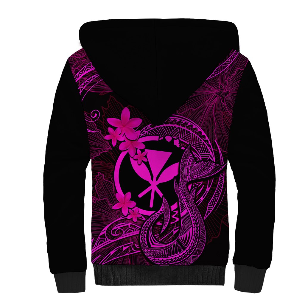 Hawaii Sherpa Hoodie Fish Hook Tattoo Mix Polynesian Plumeria Pink Version LT14 - Polynesian Pride