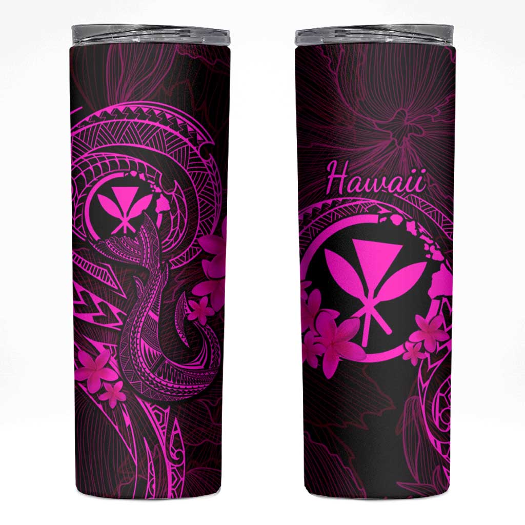 Hawaii Skinny Tumbler Fish Hook Tattoo Mix Polynesian Plumeria Pink Version